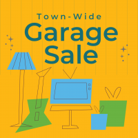 image of household items with text reading town-wide garage sale