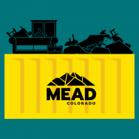 Mead Clean Up Days Logo (Yellow dumpster full of items)