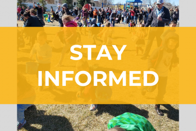 image of children in park "Stay Informed" written across image